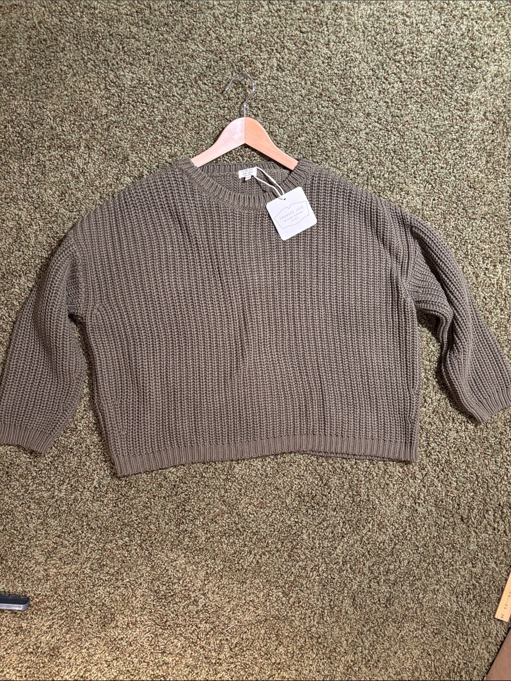 The Simple Folk Cozy Oversized cotton Knit Crewneck Sweater - Olive Green-